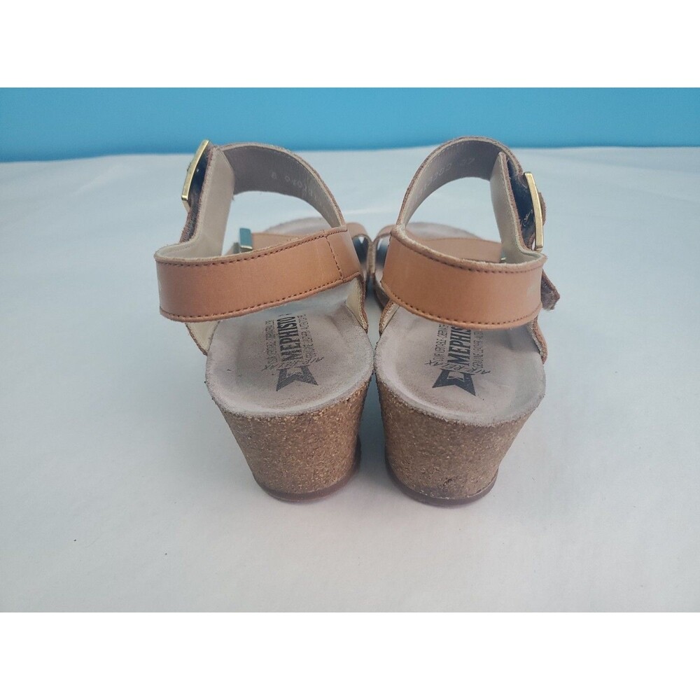 Mephisto Morgana Tan Leather Wedge Sandals Women's EUR 37 US 7 Adjustable - Picture 5 of 13